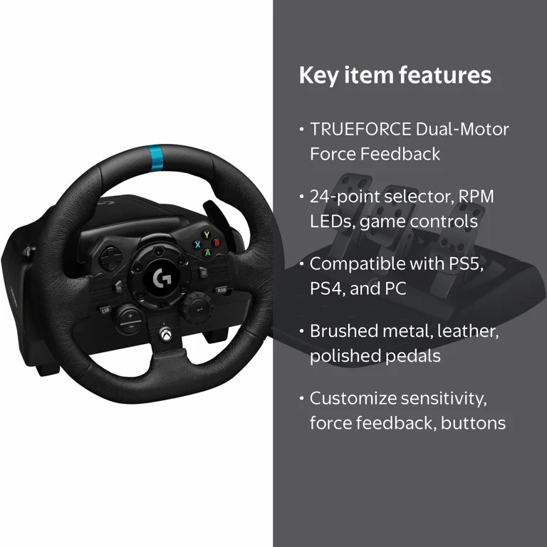 Logitech G923 Racing Wheel with TRUEFORCE, Pedal, PS5 and PS4