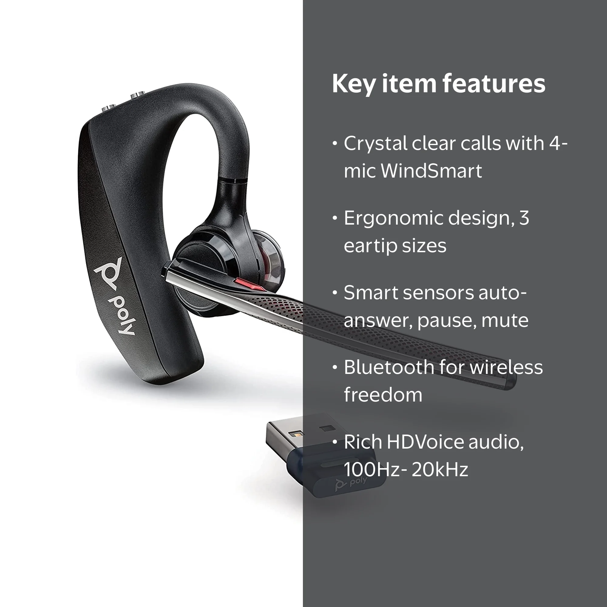 Plantronics Voyager 5200 UC Wireless Headset, Noise-Canceling Mic