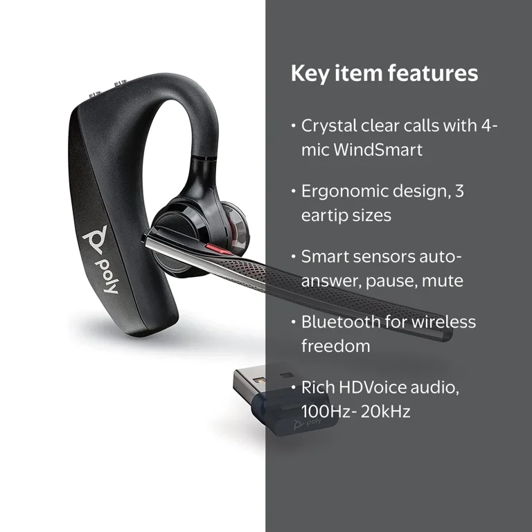 Plantronics Voyager 5200 UC Wireless Headset, Noise-Canceling Mic
