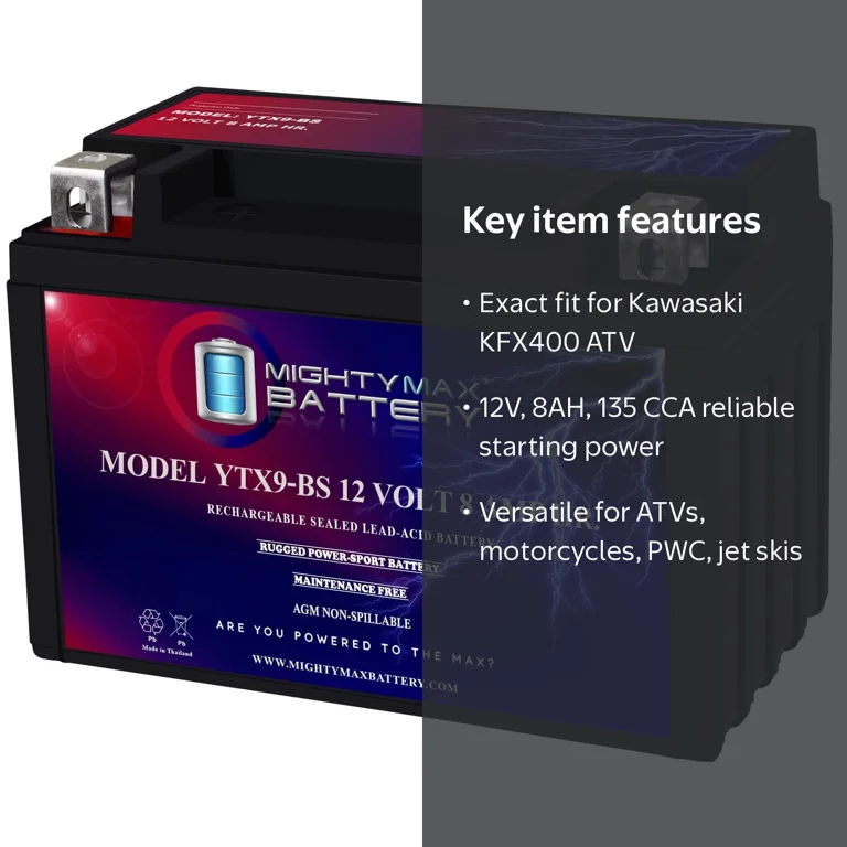 YTX9-BS Sealed Lead-Acid Rechargeable Battery for 2003-06 Kawasaki