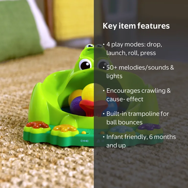 Bright Starts, Infant Play Toy, Poppin' Ball Frog, Unisex
