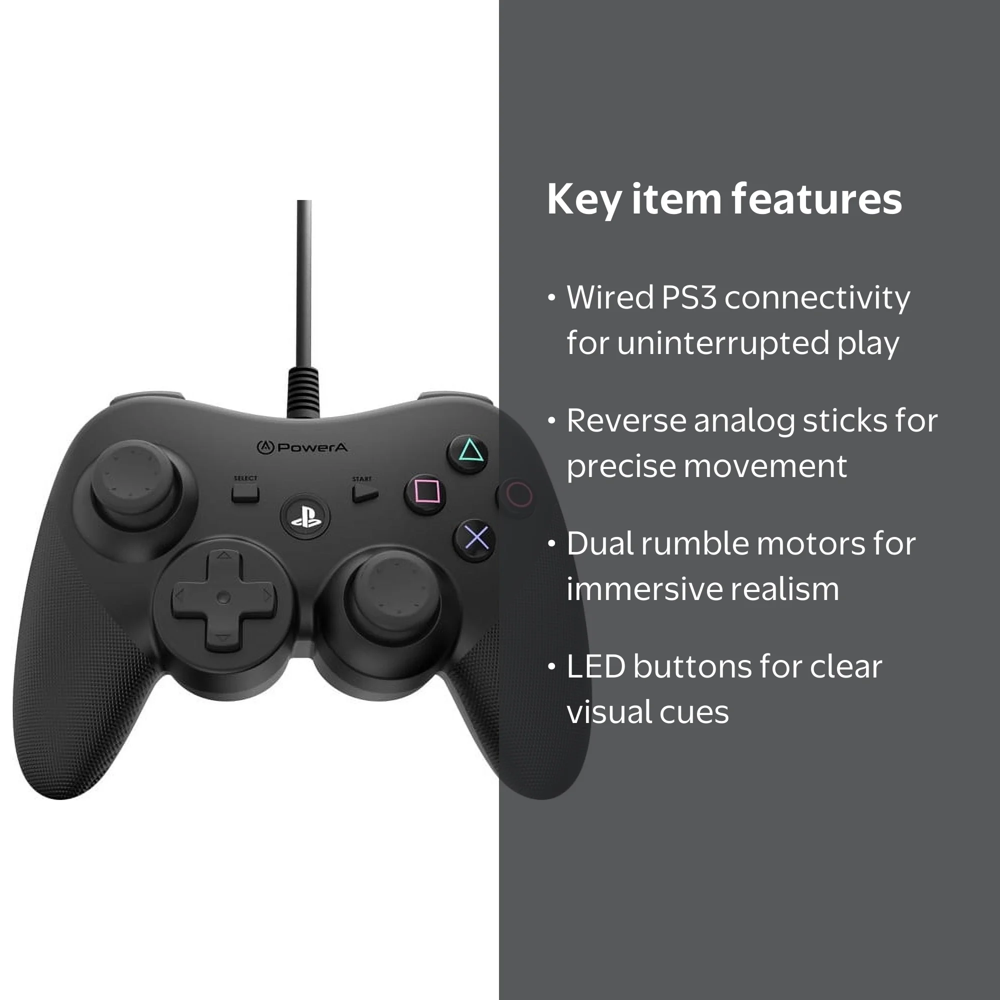 PS3 Black Wired Controller [Power A] - Walmart.com