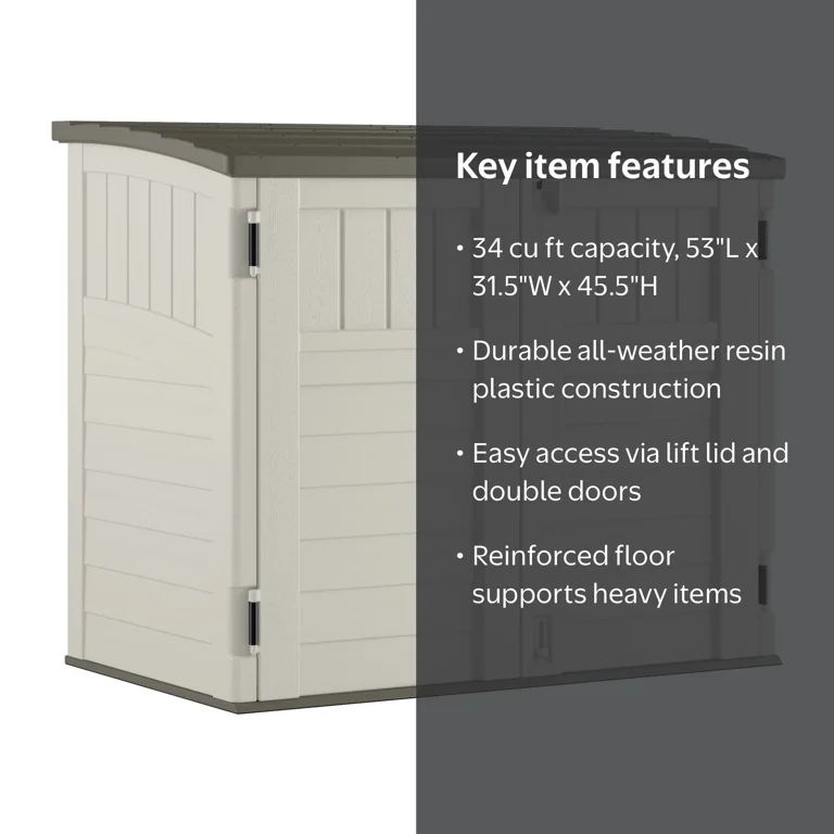 Suncast 34 cu. ft. Backyard Garden Tool Storage Shed, Vanilla