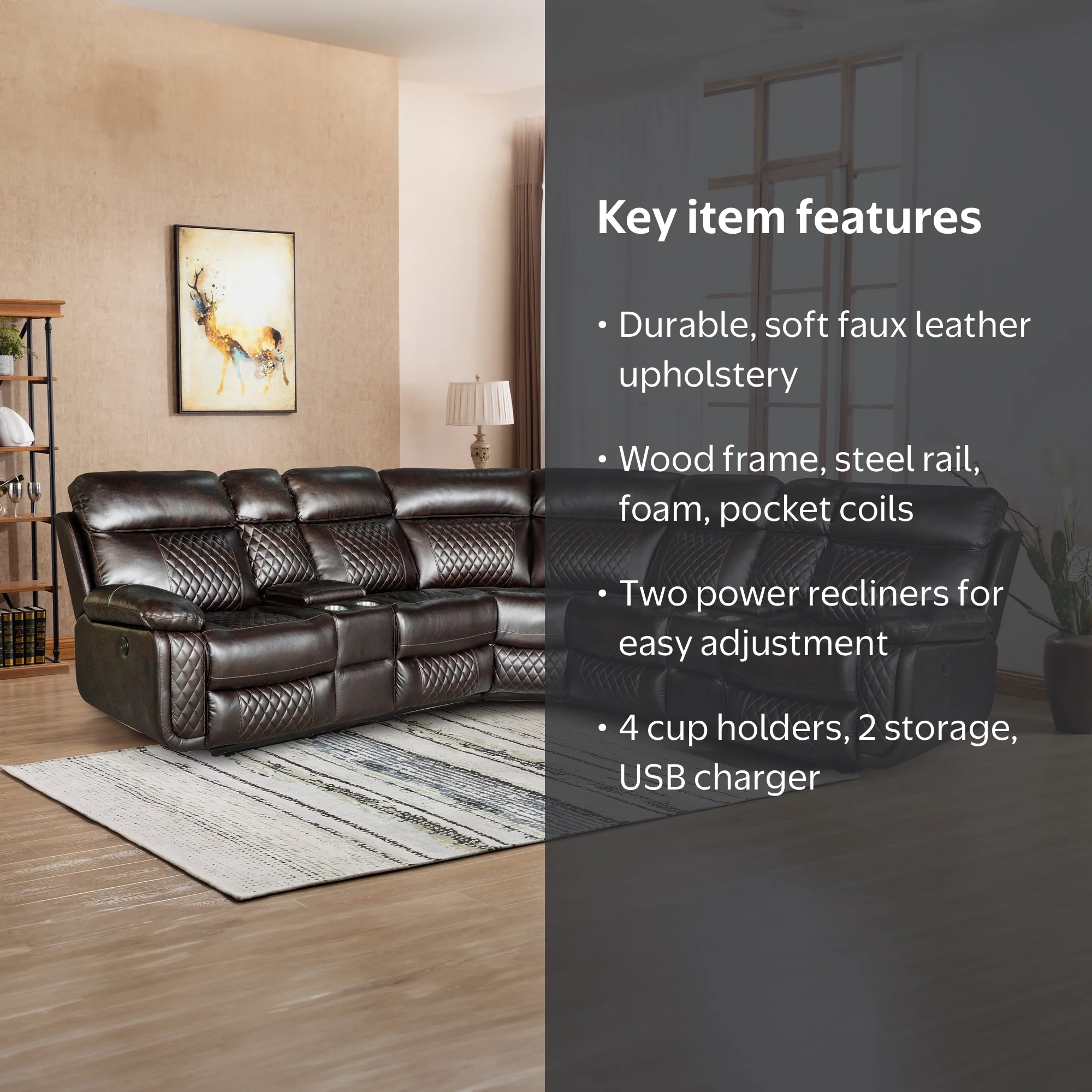 Infinity 3 Piece Transitional Faux Curved Living Room Reclining