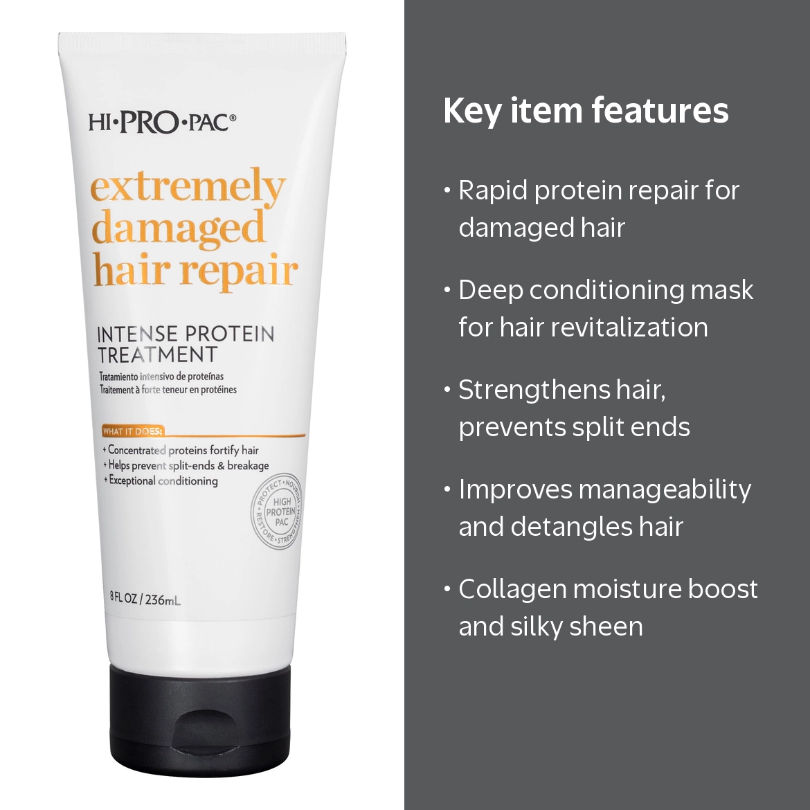 Hi-Pro-Pac Hair Repair, Intense Protein Mask, 8 oz - Walmart.com