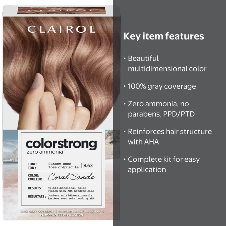 ColorStrong Zero Ammonia Hair Dye 8.63 Sunset Rose Coral Sands