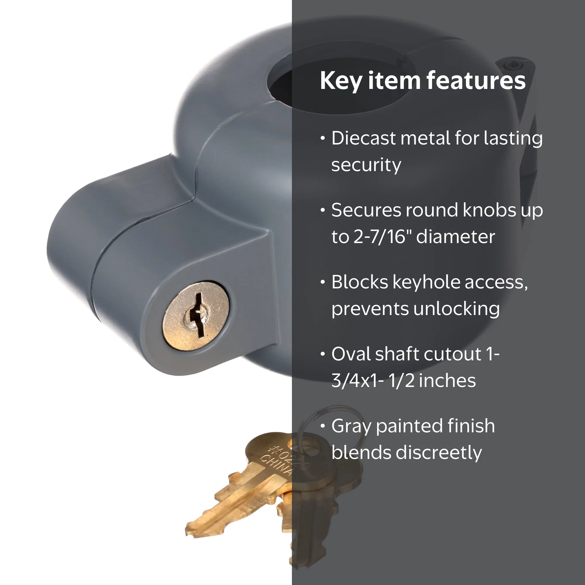 Prime-Line Gray Diecast Door Knob Lock-Out Device Blocks Keyhole