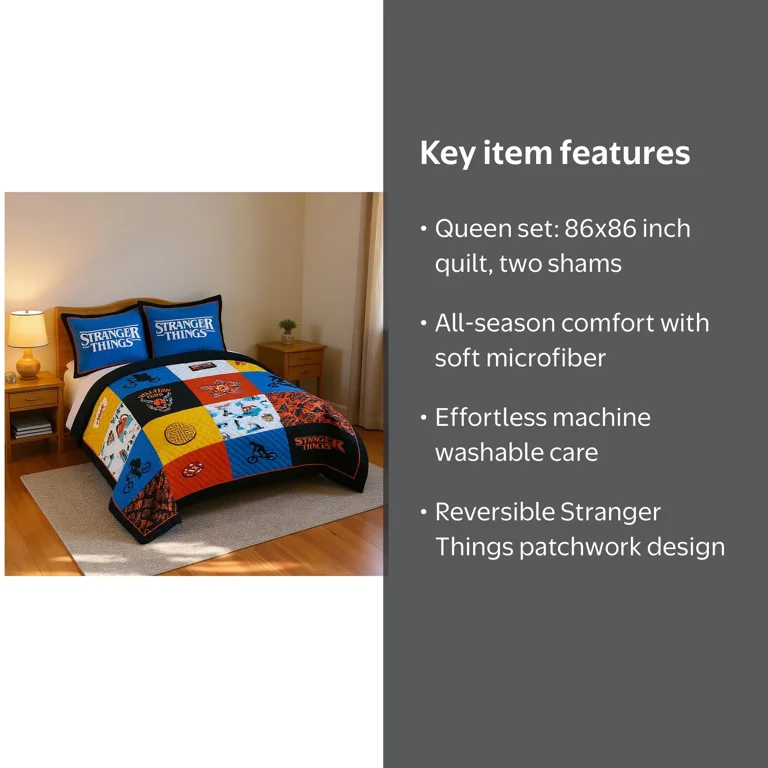 Netflix, Stranger Things Nostalgia Kids 3 Piece Multicolor Quilt