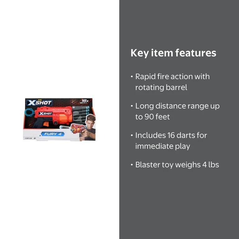 DDI X-Shot Fury 4 Dart Blaster Toy, 16 Darts Included - Walmart.com