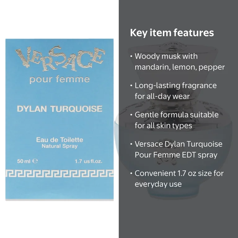 Versace, Dylan Turquoise Pour Femme Women EDT Spray, 1.7 oz