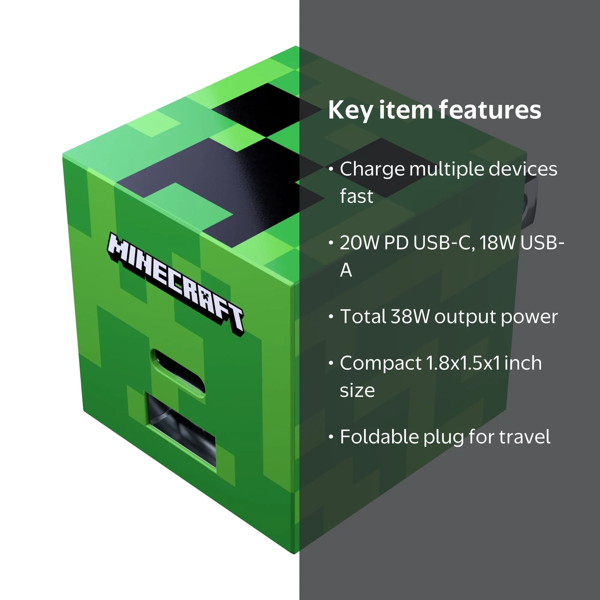Liquipel Powertek Minecraft Dual USB-A / USB-C Wall Charger