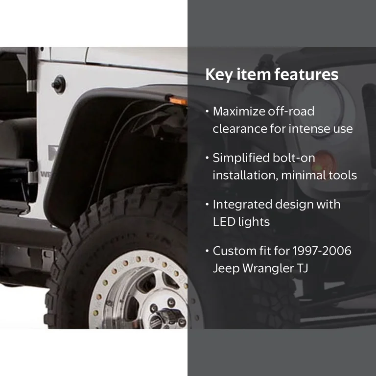 Bushwacker By RealTruck Jeep Flat Style 4 Pc Black Textured Fender