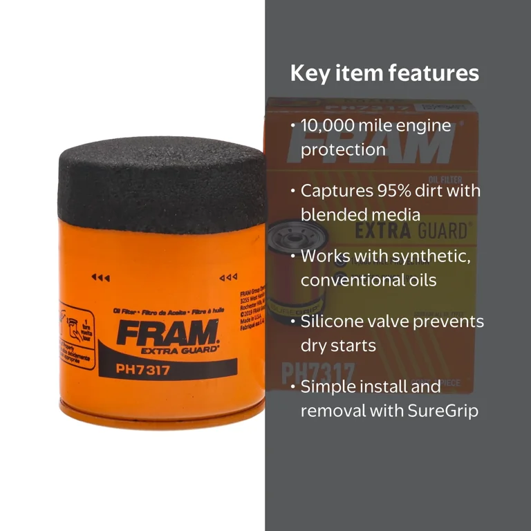 FRAM, Extra Guard Oil Filter, PH7317, 10K mile Replacement