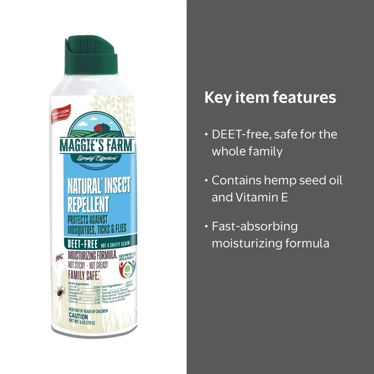 Maggie's Farm Natural Mosquito Bug Repellent, DEET-Free