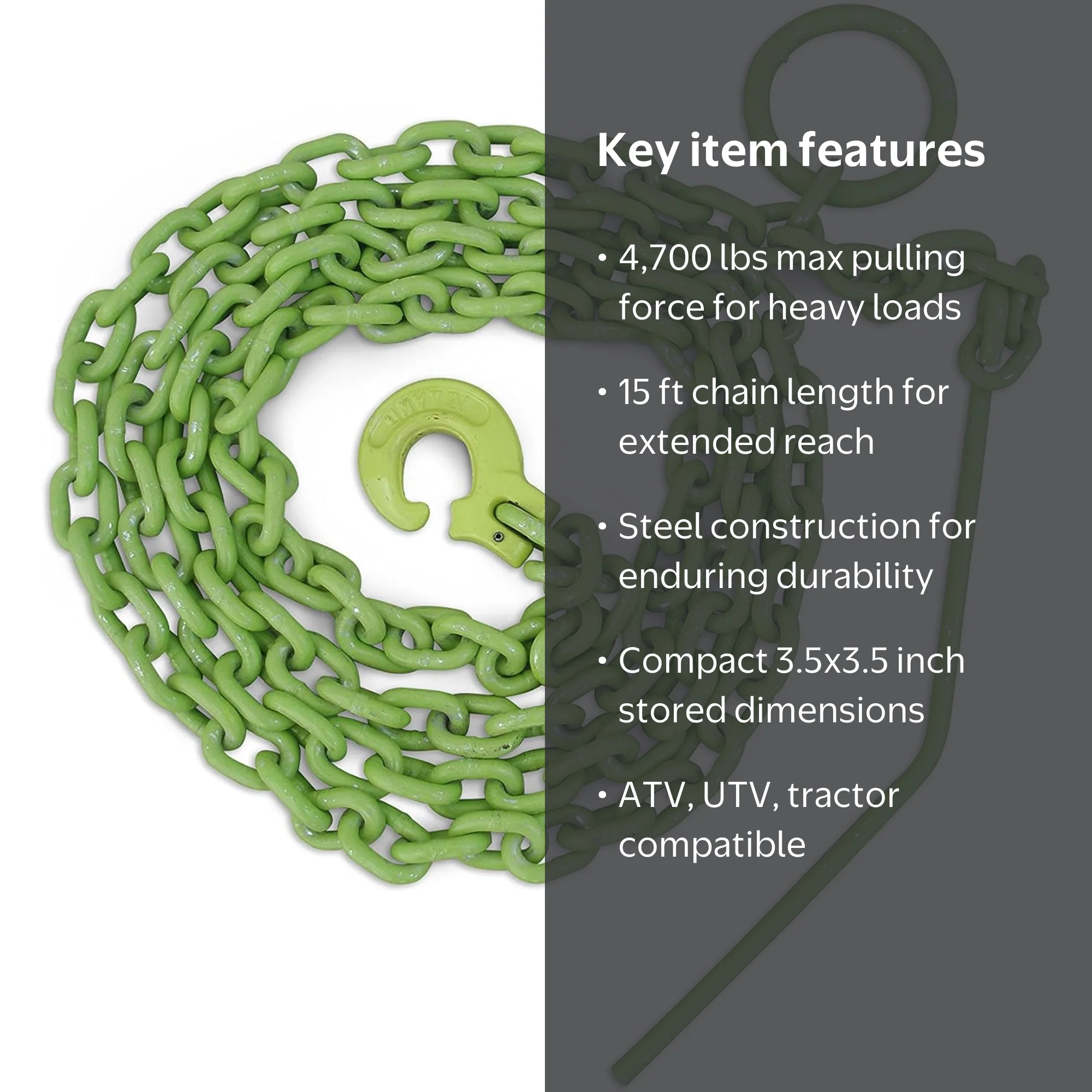 Timber Tuff Choker Chain with Probe Stake, 15-Ft Steel, 4,700 LB