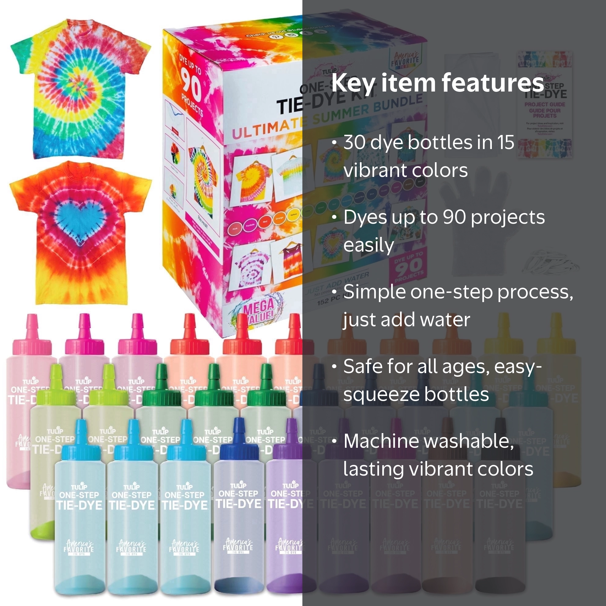 Tulip, Tie-Dye Kit, 30 Bright Colors, Cotton Fabric - Walmart.com