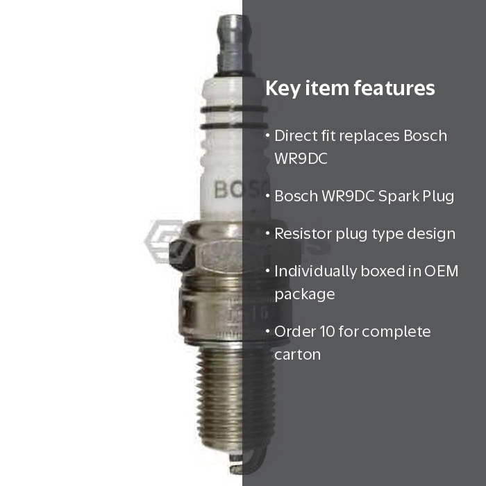 Stens Spark Plug Bosch WR9DC Replaces OEM Bosch 7911 Resistor Plug