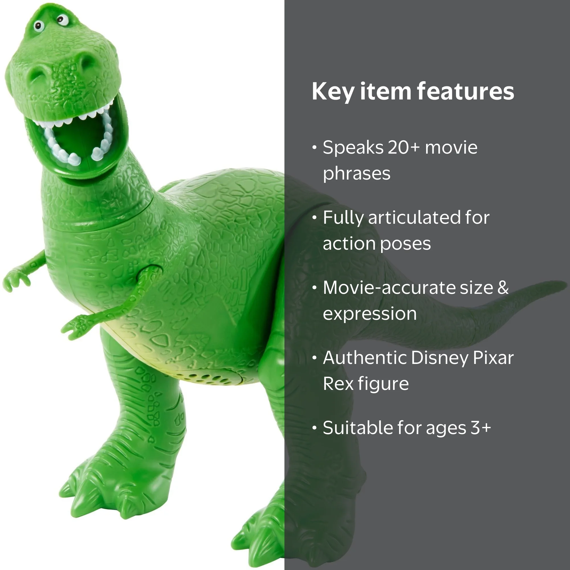 Disney Pixar Toy Story, Rex True Talkers Figure, Green, 7 inches