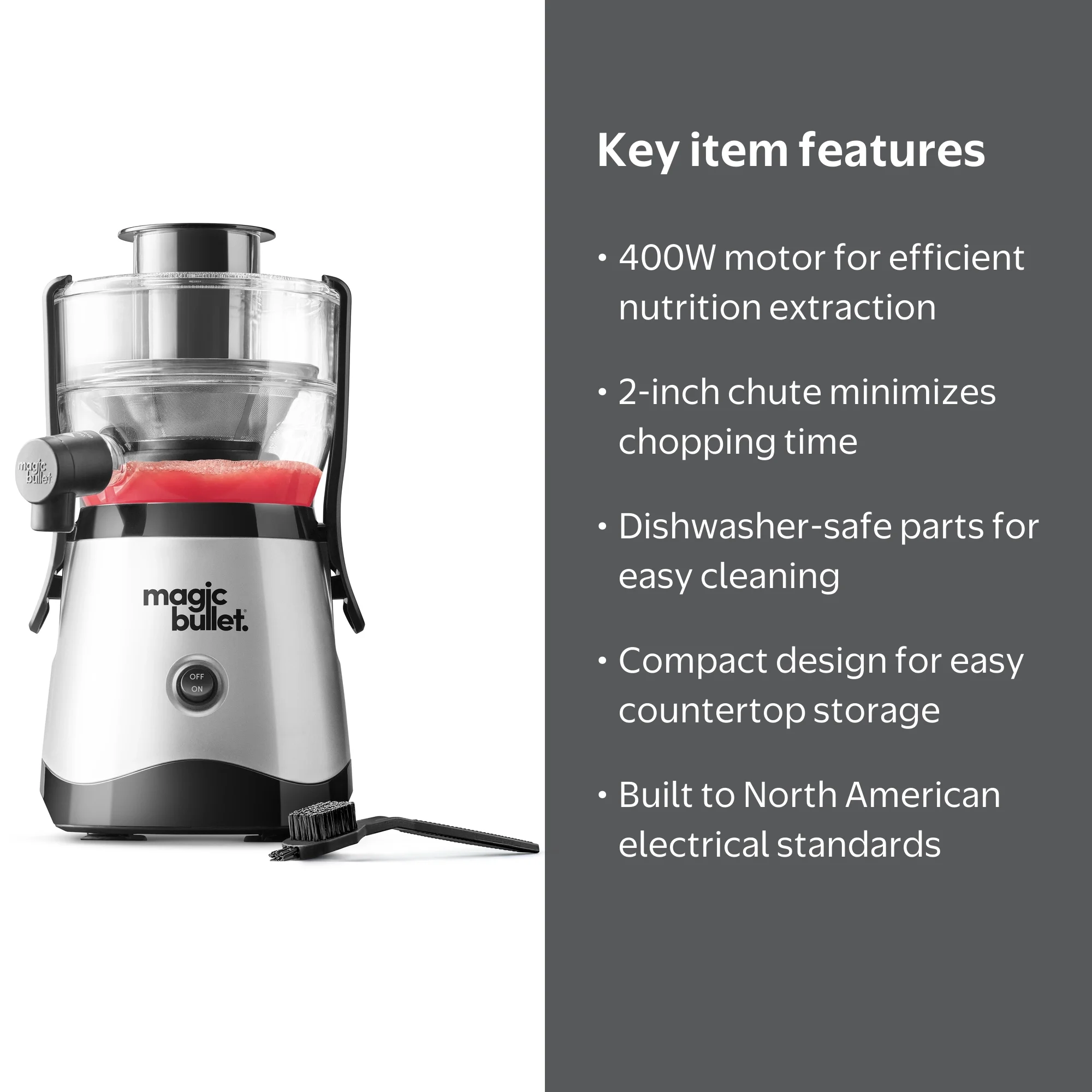 magic bullet, Juicer, 400-Watt, Silver, Compact and Easy to Use