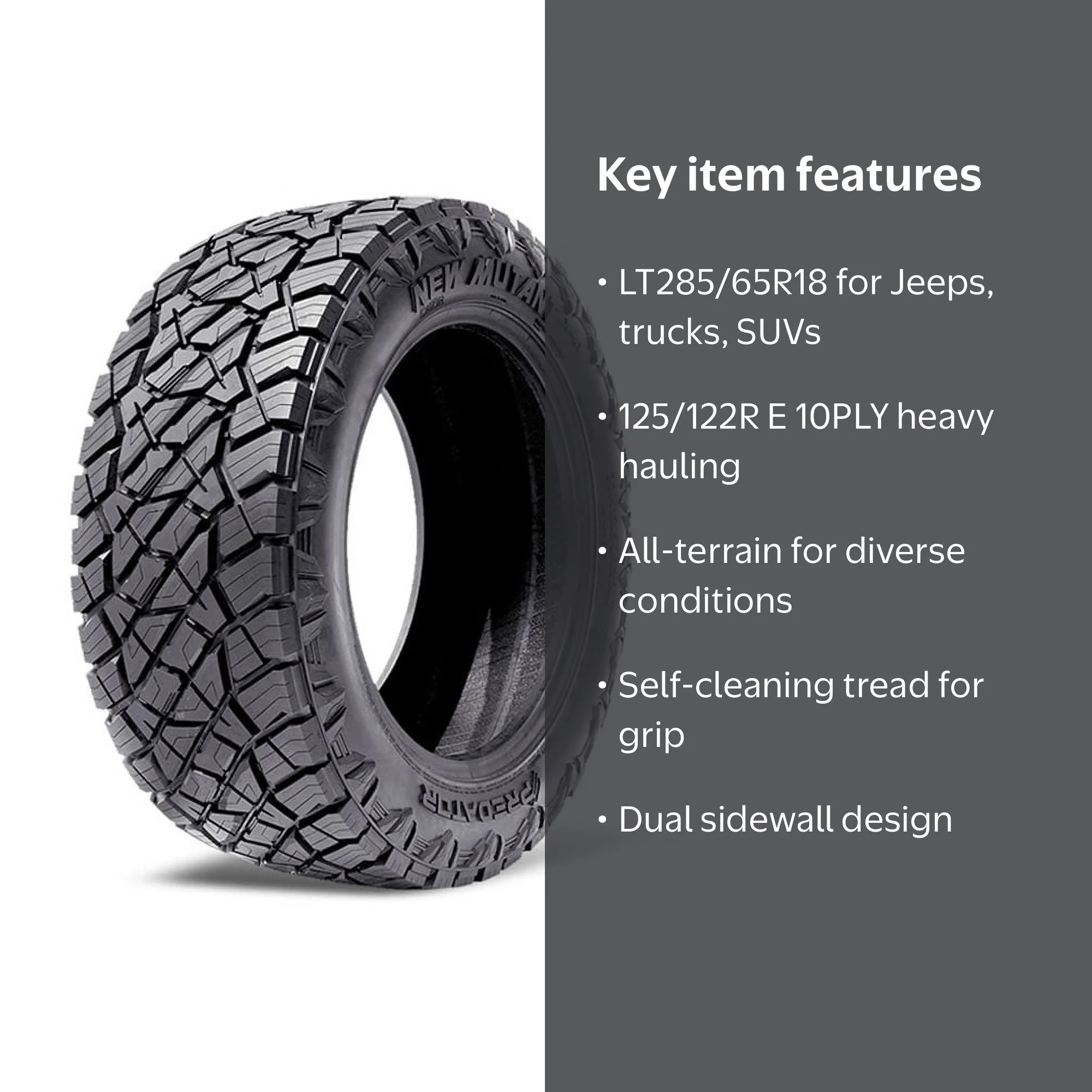 Predator New Mutant X-AT All Terrain LT285/65R18 125/122R E Light