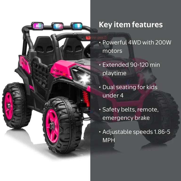 JOYRACER, Ride On Toys, 24V UTV with 2 XL Seaters, Pink - Walmart.com