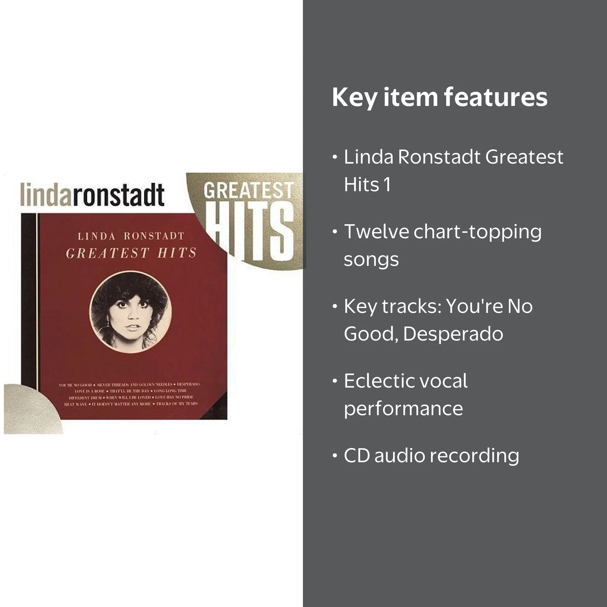 Linda Ronstadt Greatest Hits 1 CD, Music and Performance, 12