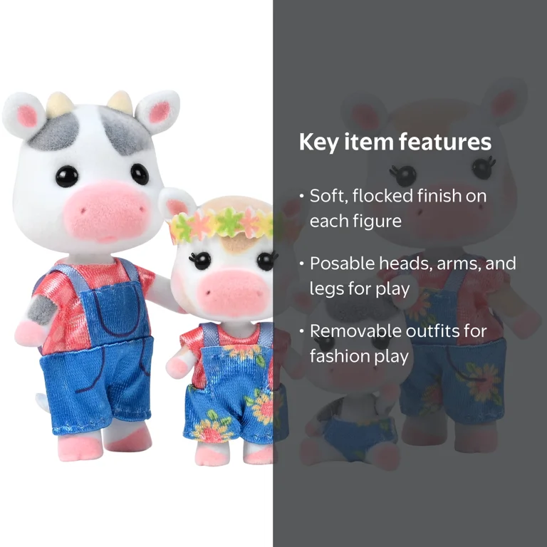 Honey Bee Acres The Cloverberrys Cow Family, 4 Miniature Doll