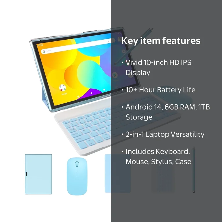 Free Shipping! ZZB 10 Inch Android 14 2-in-1 Tablet with Keyboard