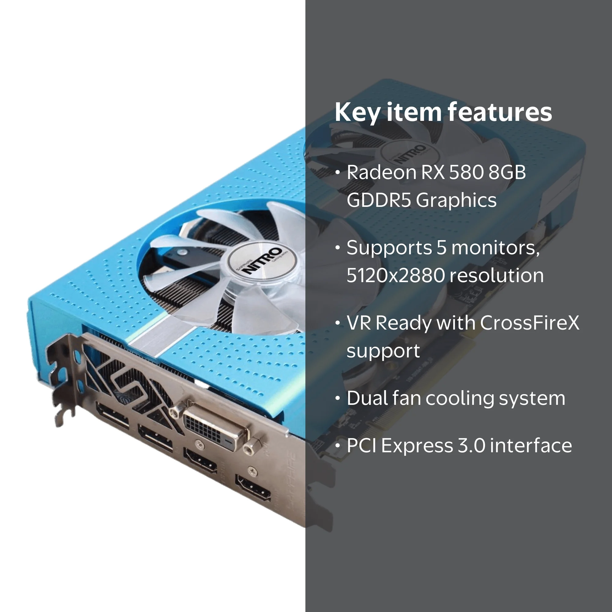 SAPPHIRE NITRO+ Radeon RX 580 8GB GDDR5 PCI Express 3.0 CrossFireX