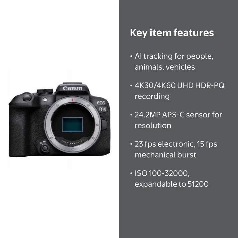 Canon EOS R10 24.2 Megapixel APS-C Mirrorless Camera Body Only