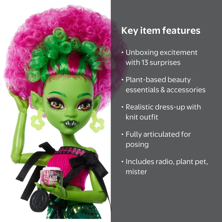 Monster High Self-Scare Secrets Venus McFlytrap Doll w/ 13