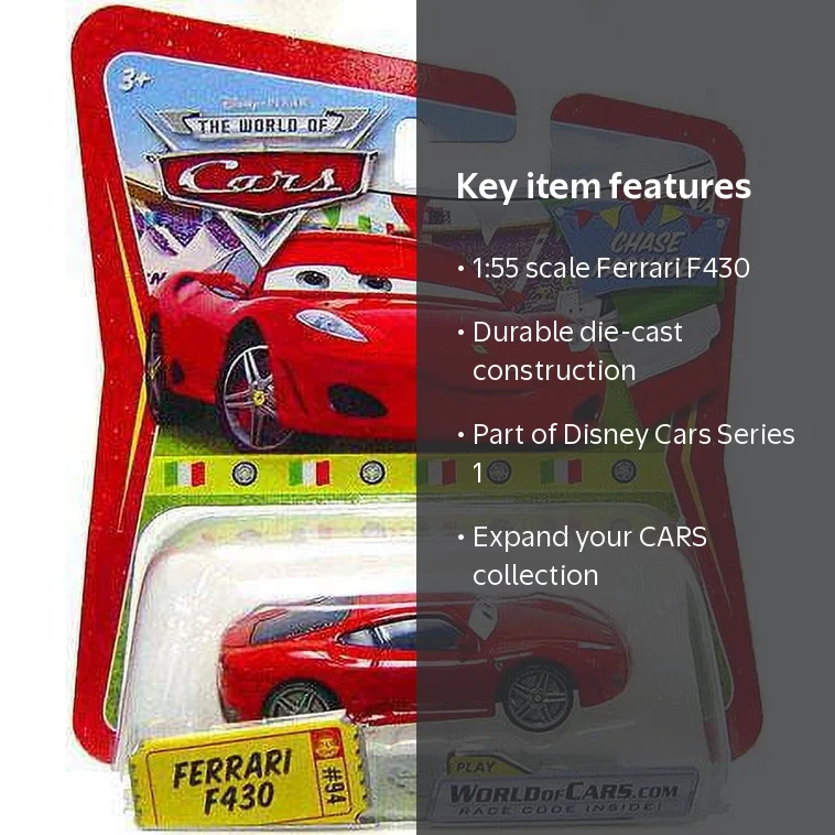 Disney Cars - Toy Movie: Ferrari F430 Diecast Metal Car from