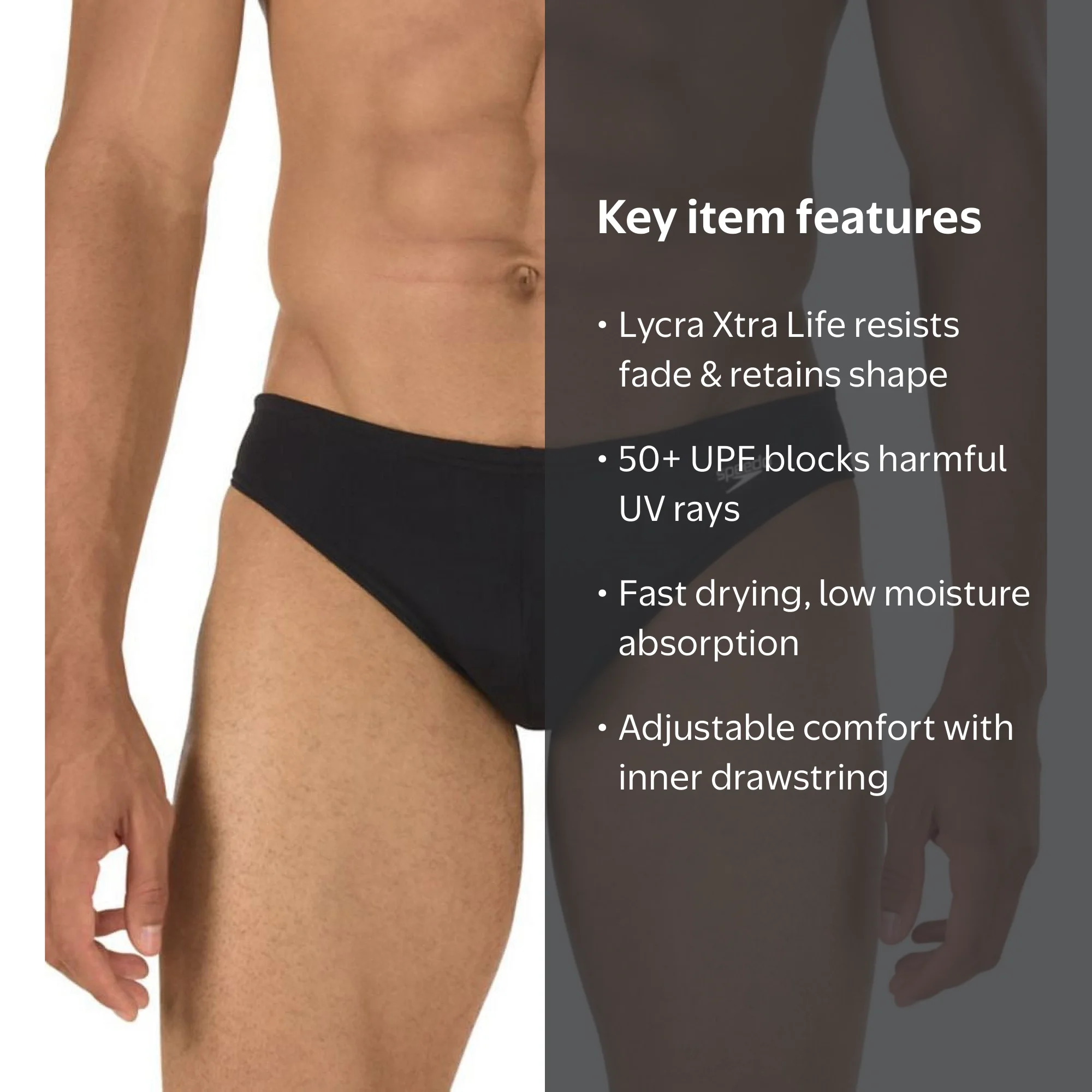Speedo, Men's Swimsuit Brief Powerflex Eco Solar, 32 Waist, Black