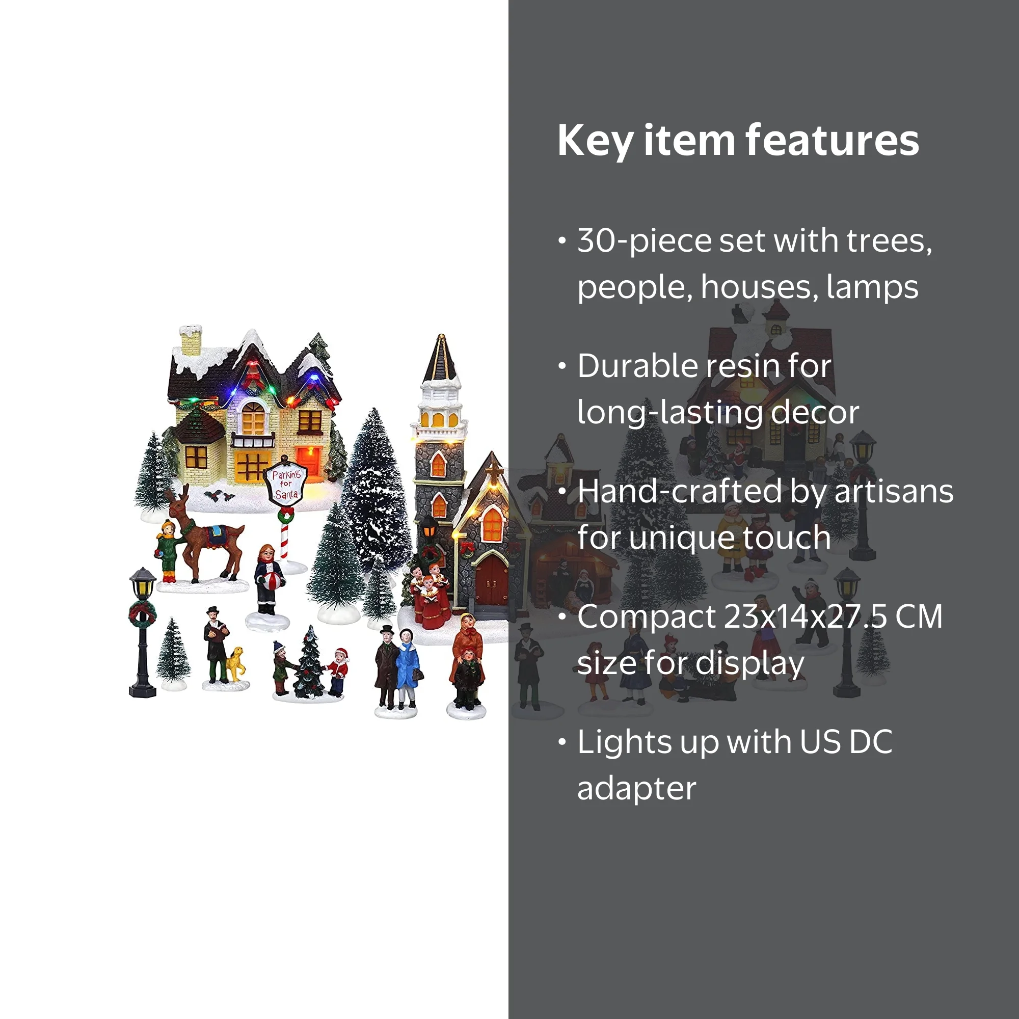 Holiday House Town Collections: 30-Piece Resin Christmas Village