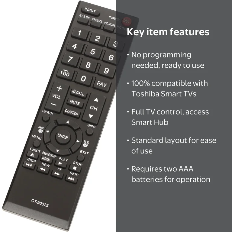 Toshiba CT-90325 Smart TV Remote Control by Mimotron, Compatible