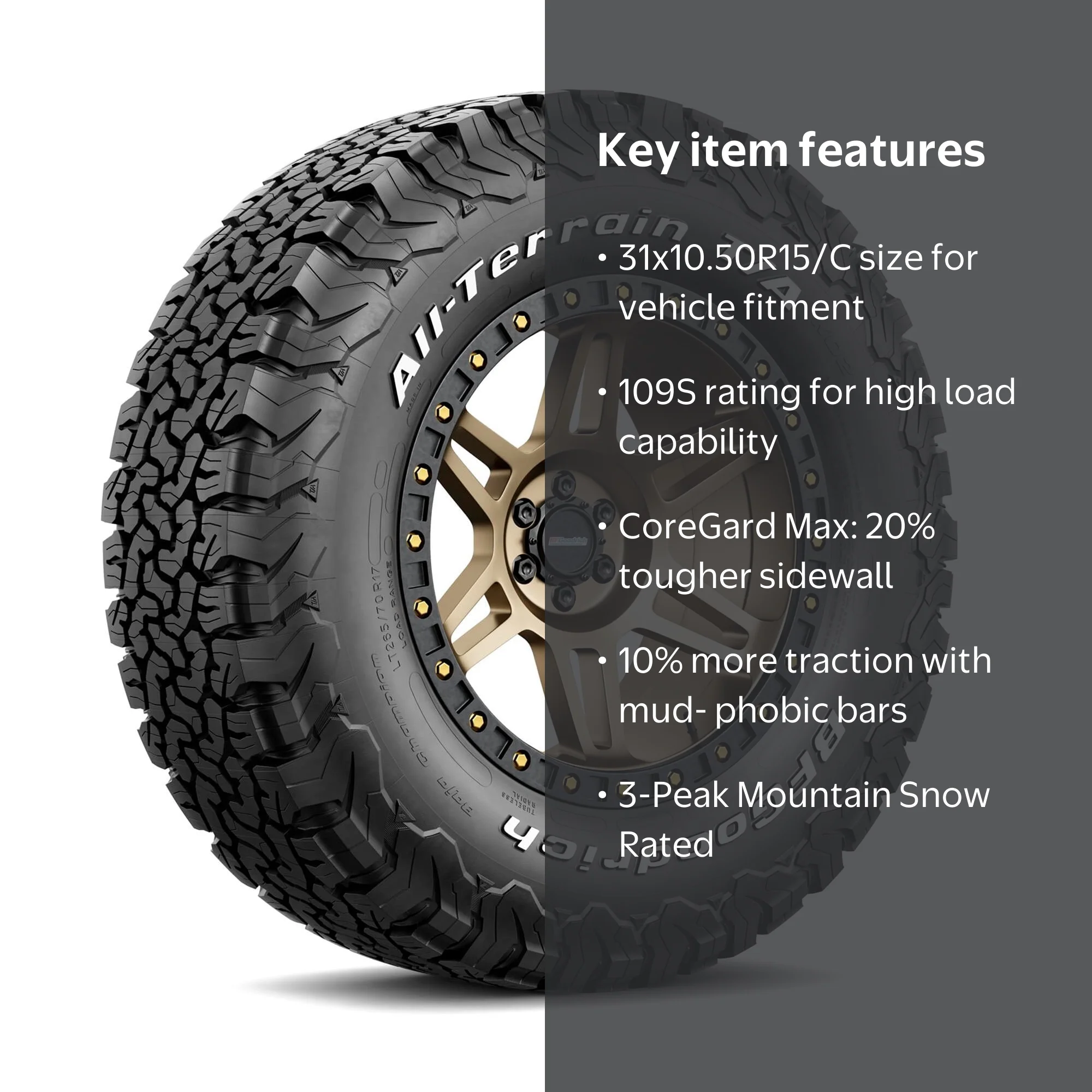 Free Shipping! BF Goodrich All-Terrain T/A KO2 31x10.50R15/C All