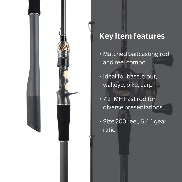 Ozark Trail GS-X Limited Baitcast Combo, 7 ft 2 in Medium Heavy