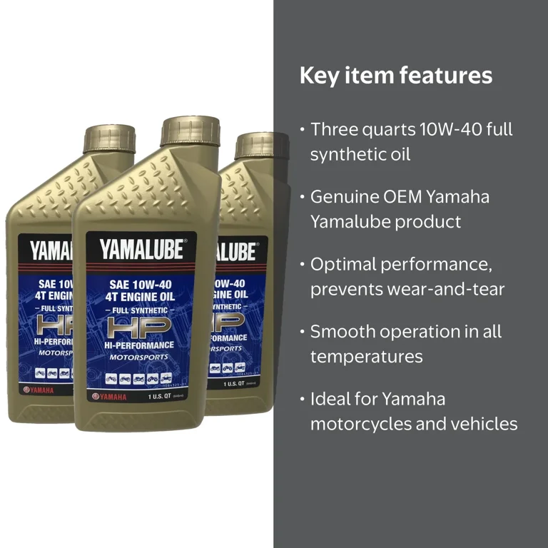 YAMALUBE Premium Synthetic 10W-40 3缶 Yamaha Yamalube Full Synthetic 10W-40 Oil, 3 Pack, 3 Quarts