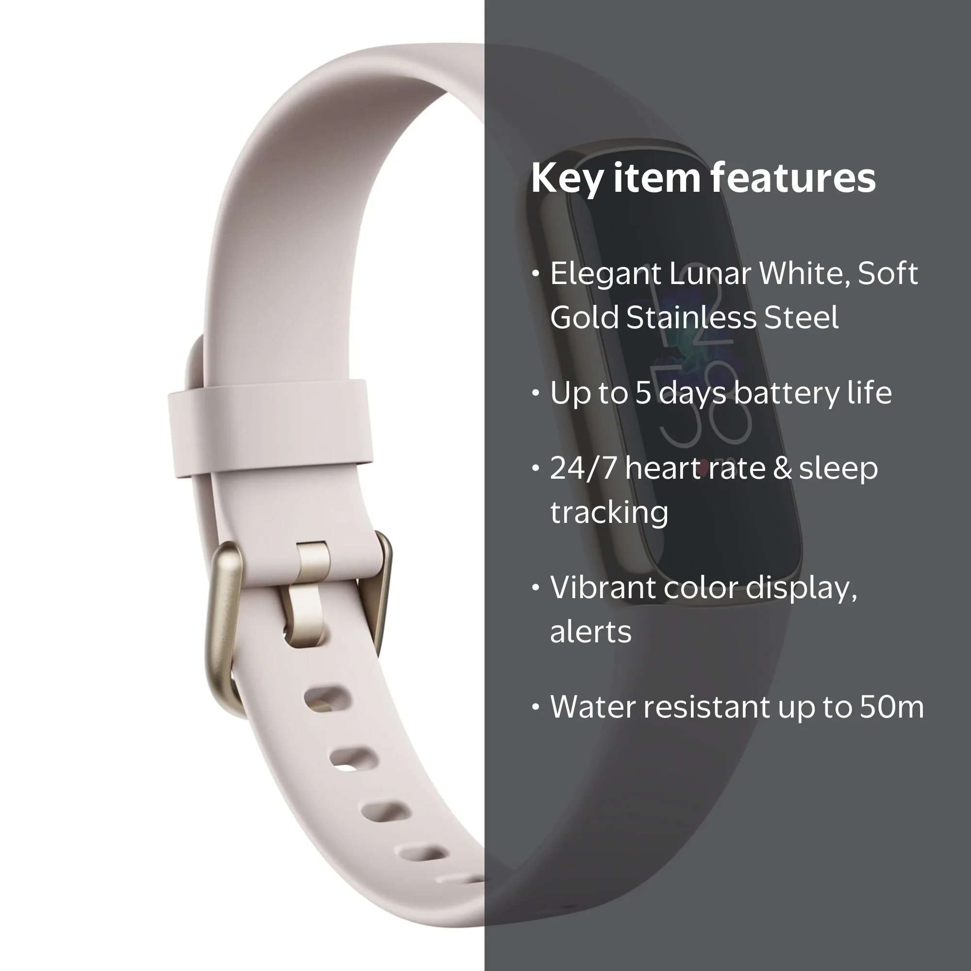 Fitbit Luxe Fitness and Wellness Tracker - Lunar White Soft Gold