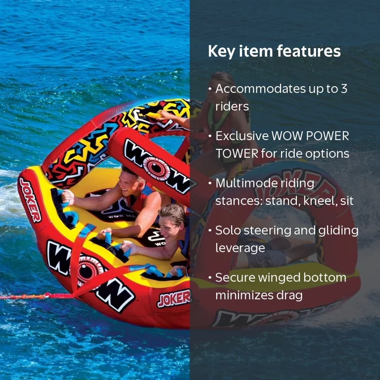 WOW Sports, Joker 3-Person Towable, 21-1020, High-Profile Design