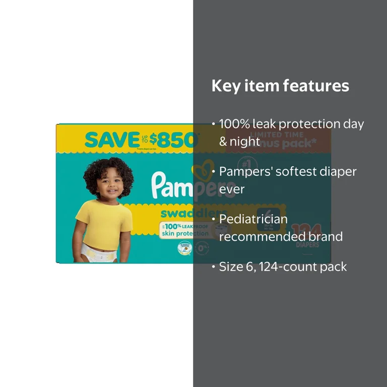 Pampers Swaddlers Diapers, Size 6 (124 Count) - Walmart.com