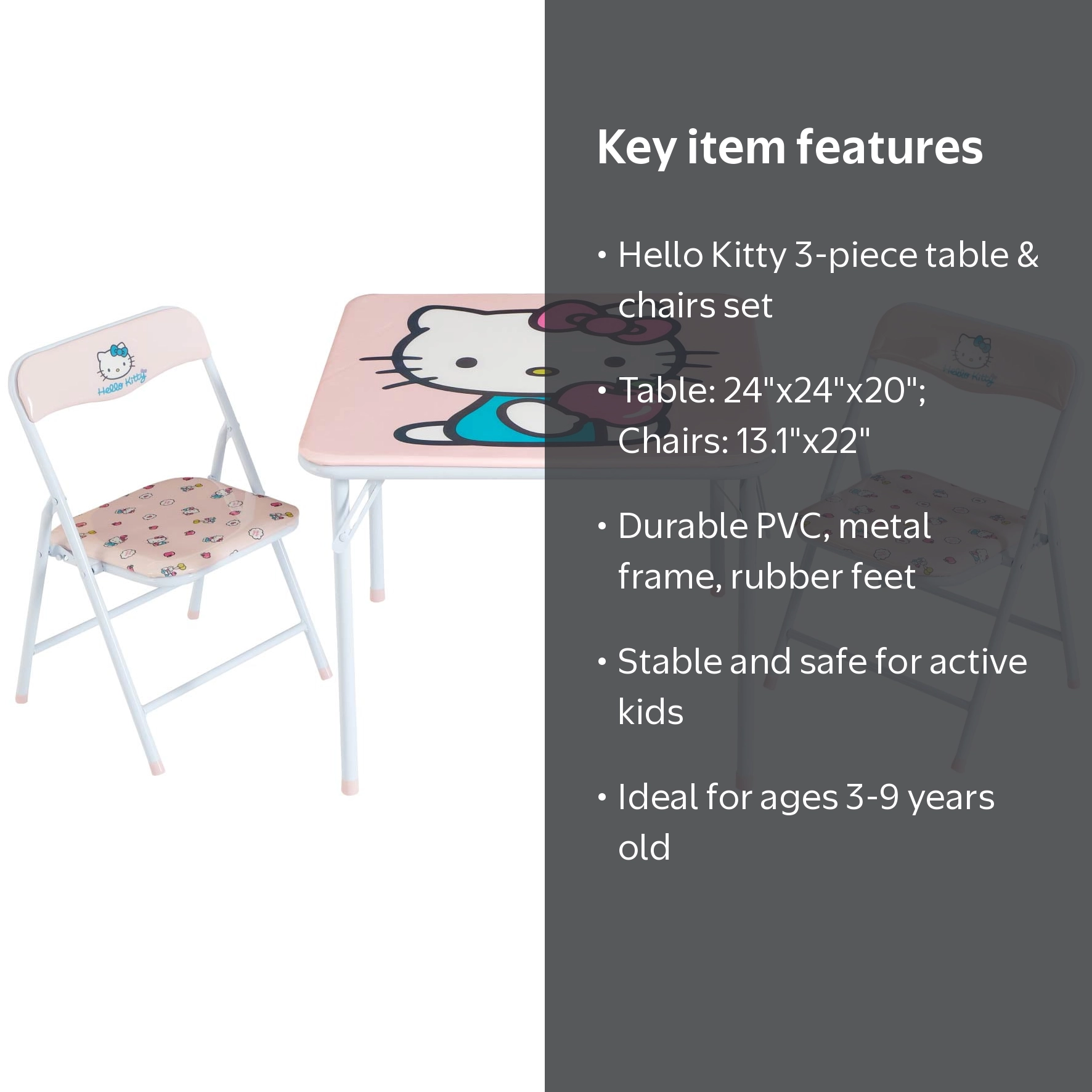 Hello Kitty Kids' 3-Piece Table and Chairs Set, Pink - Walmart.com