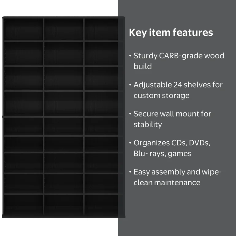 Furinno JAYA 24-Shelf Multimedia Media Storage Tower Rack with