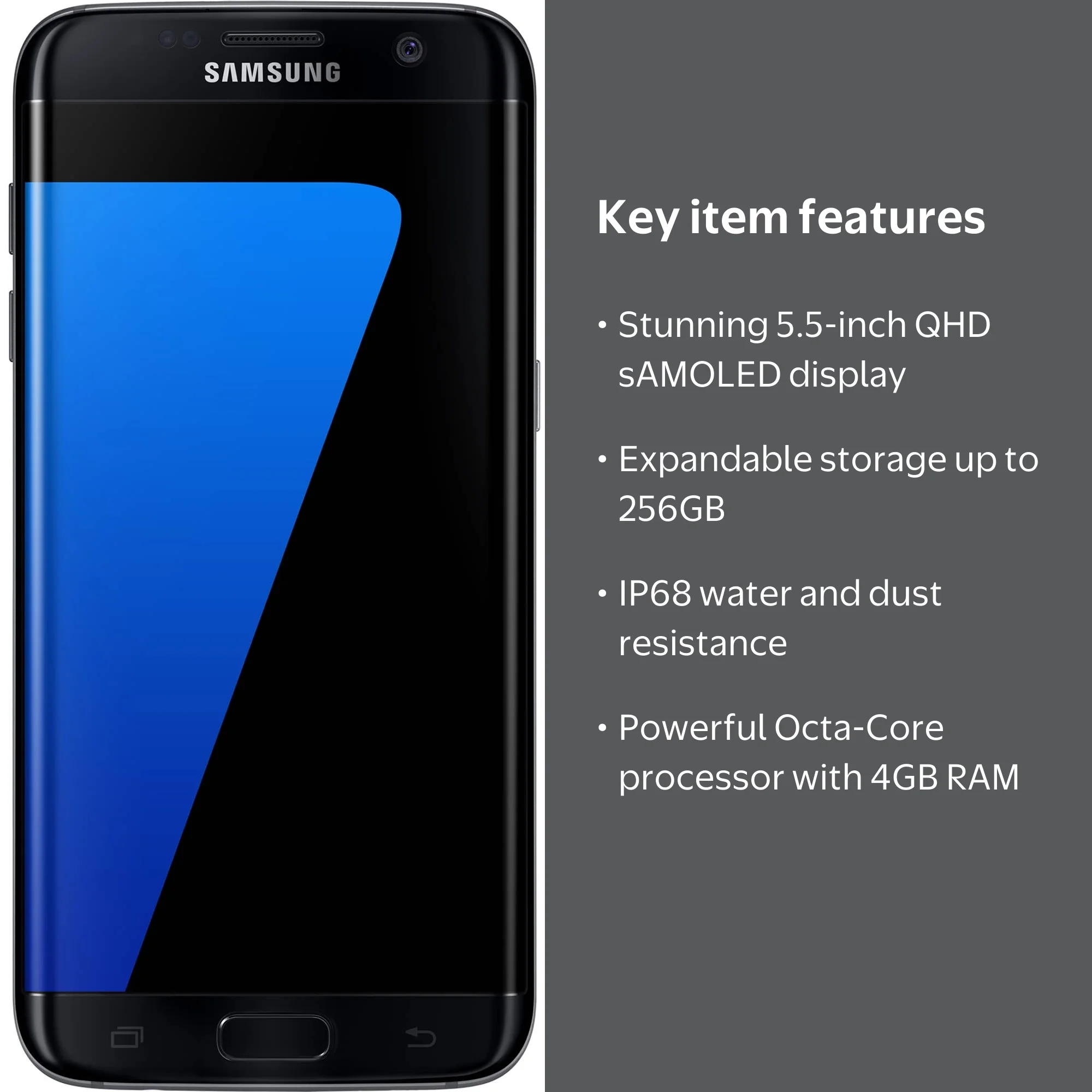 Samsung Galaxy S7 Edge 32GB Unlocked Smartphone, Black, Dual Pixel