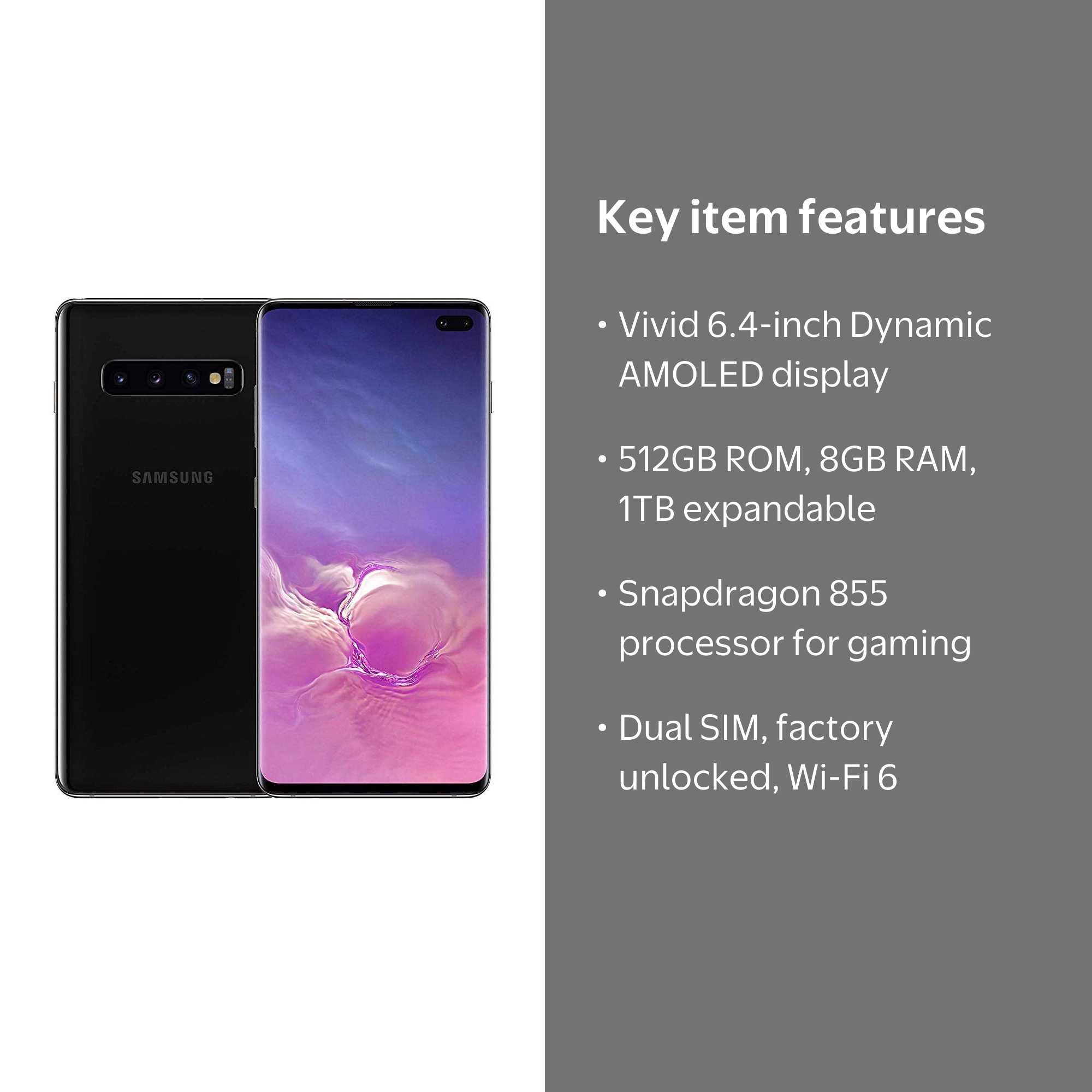 Samsung Galaxy S10+ Plus 512GB+8GB RAM SM-G975F/DS Dual SIM