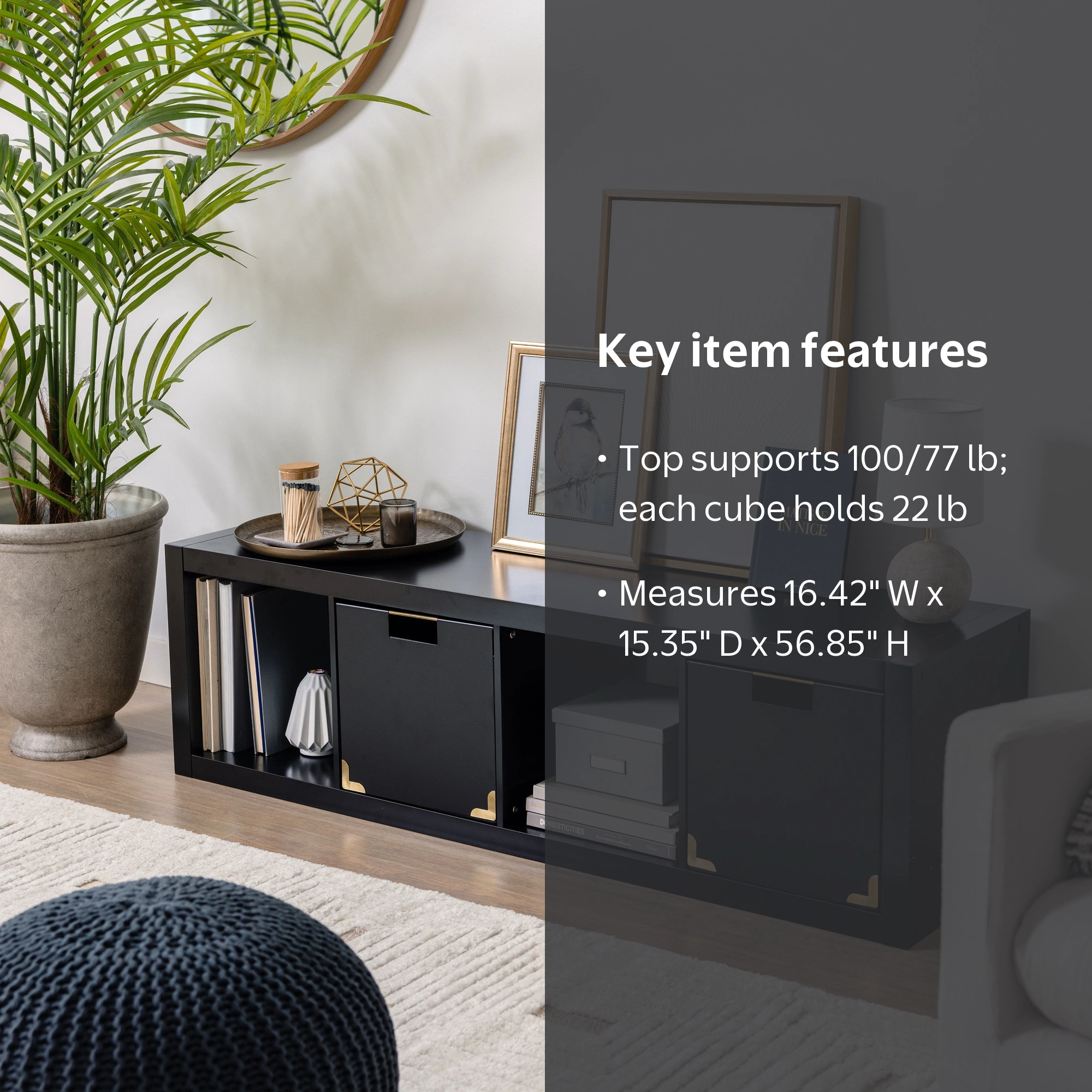 Better Homes & Gardens 4-Cube Storage Organizer, Solid Black