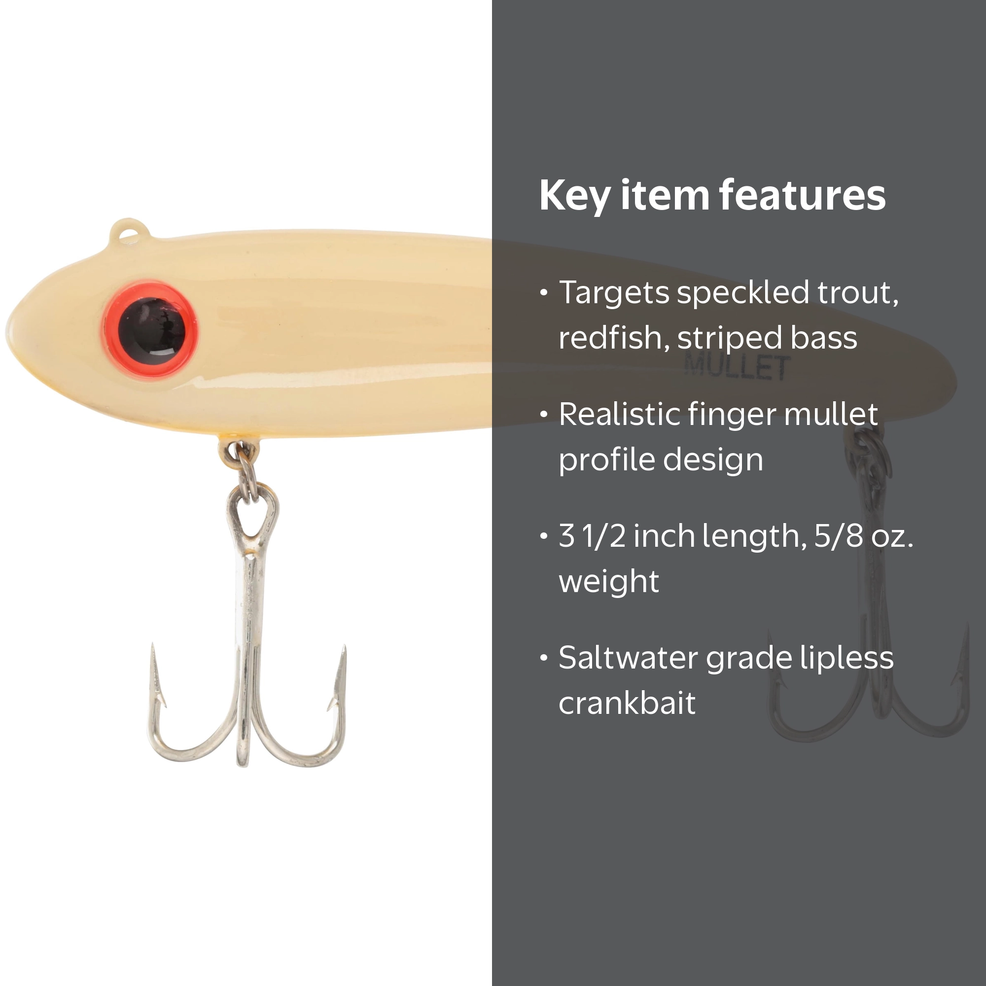 Bomber Mullet Lipless Crankbait 3.5in Bone Orange Throat 5/8oz