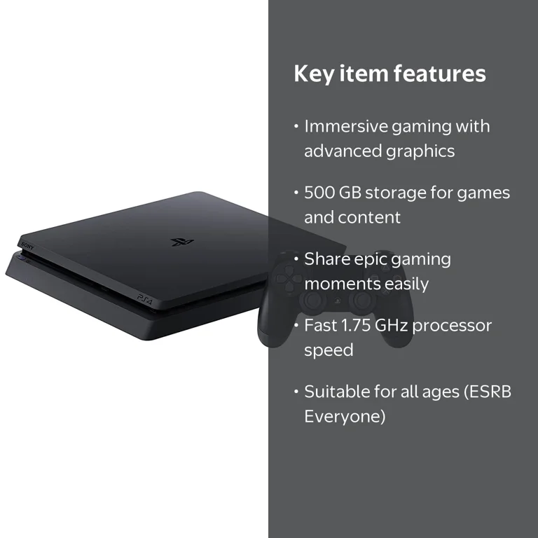 Sony, PlayStation PS4 Slim, CUH-2015A, 500GB Black Console
