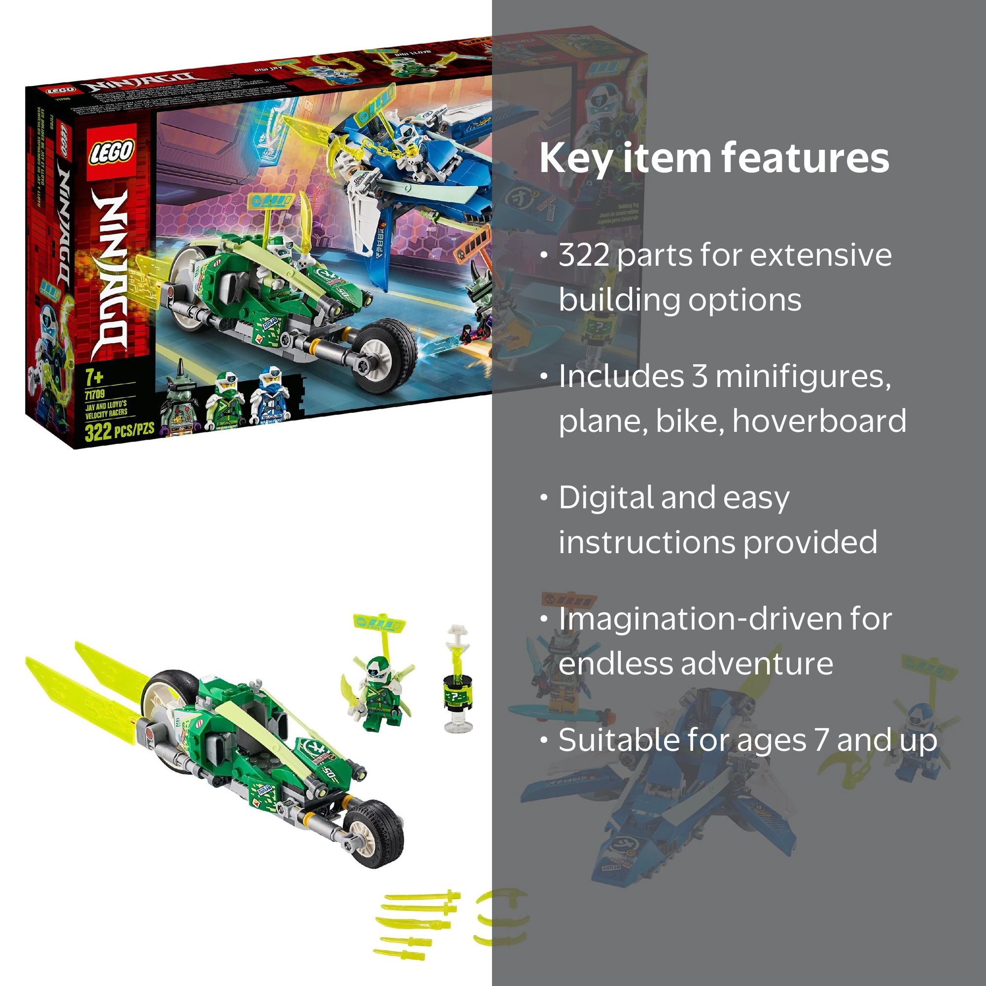 2点セット　eleventyイレブンティ　ブルーブルー LEGO NINJAGO Jay and Lloyd's Velocity Racers 71709 Building Kit