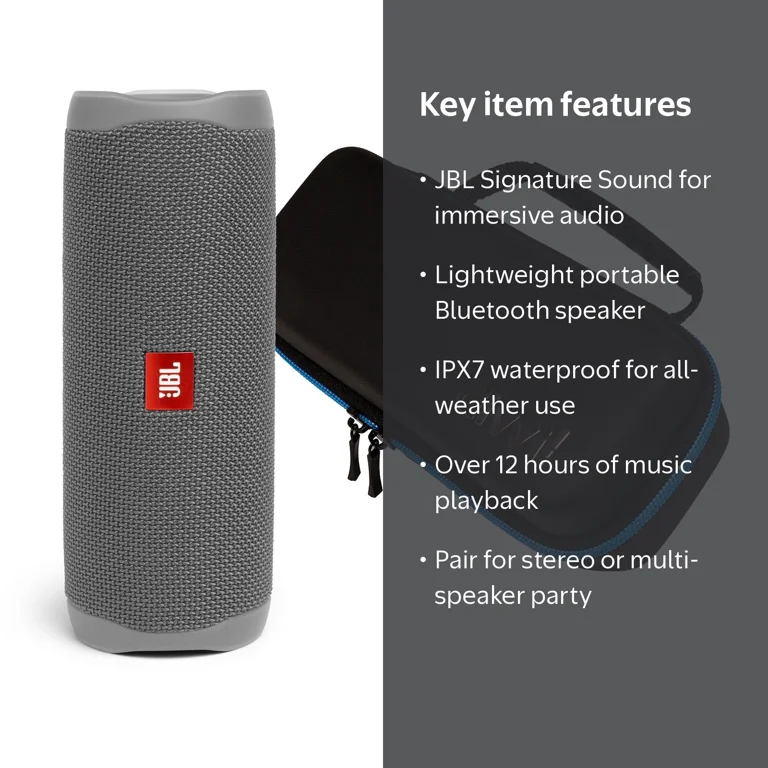 JBL, Flip 5 Gray Portable Bluetooth Speaker, One Size - Walmart.com